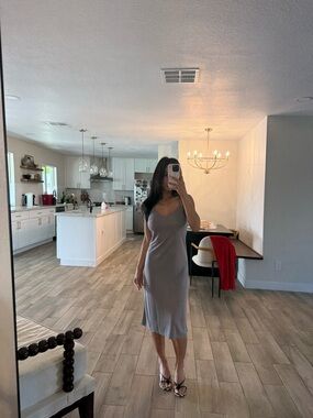 Topshop Gray Midi Slip Dress